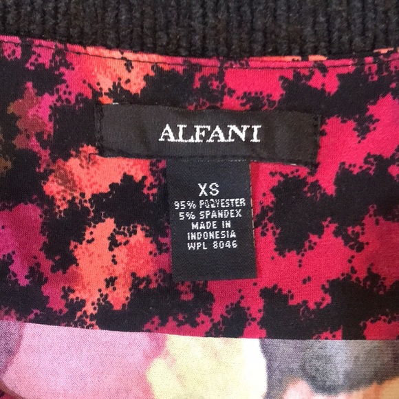 Alfani Floral Multicolor 3/4 Bell Sleeve Mini Dress with Abstract Trim-Size XS - Picture 10 of 11